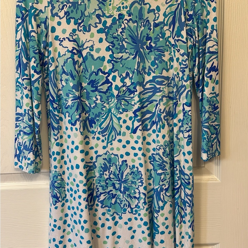 Lilly Pulitzer Blue and Green Fit and Flare Resort Dress
